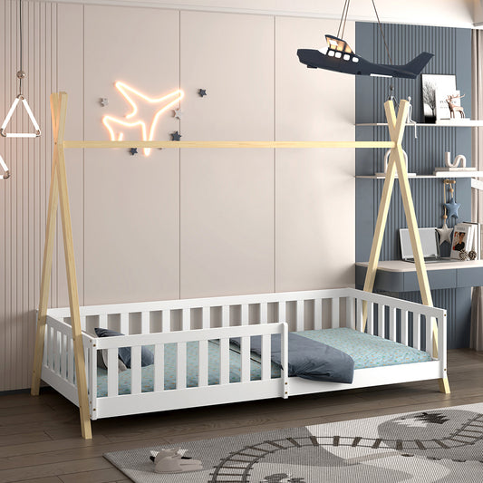 ΚΡΕΒΑΤΙ ΠΑΙΔΙΚΟ ΜΕ ΚΑΓΚΕΛΑ MUNK τ.MONTESSORI ΠΕΥΚΟ ΦΥΣΙΚΟ-ΛΕΥΚΟ--190x90εκ