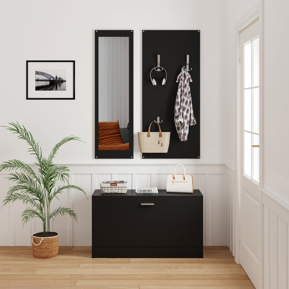 stamatis-center-sc-19b81fc403-5 ΣΕΤ ΕΙΣΟΔΟΥ ΜΕ ΚΑΘΡΕΠΤΗ VERN ΜΕΛΑΜΙΝΗ ΣΕ WENGE 80x27x175Υεκ