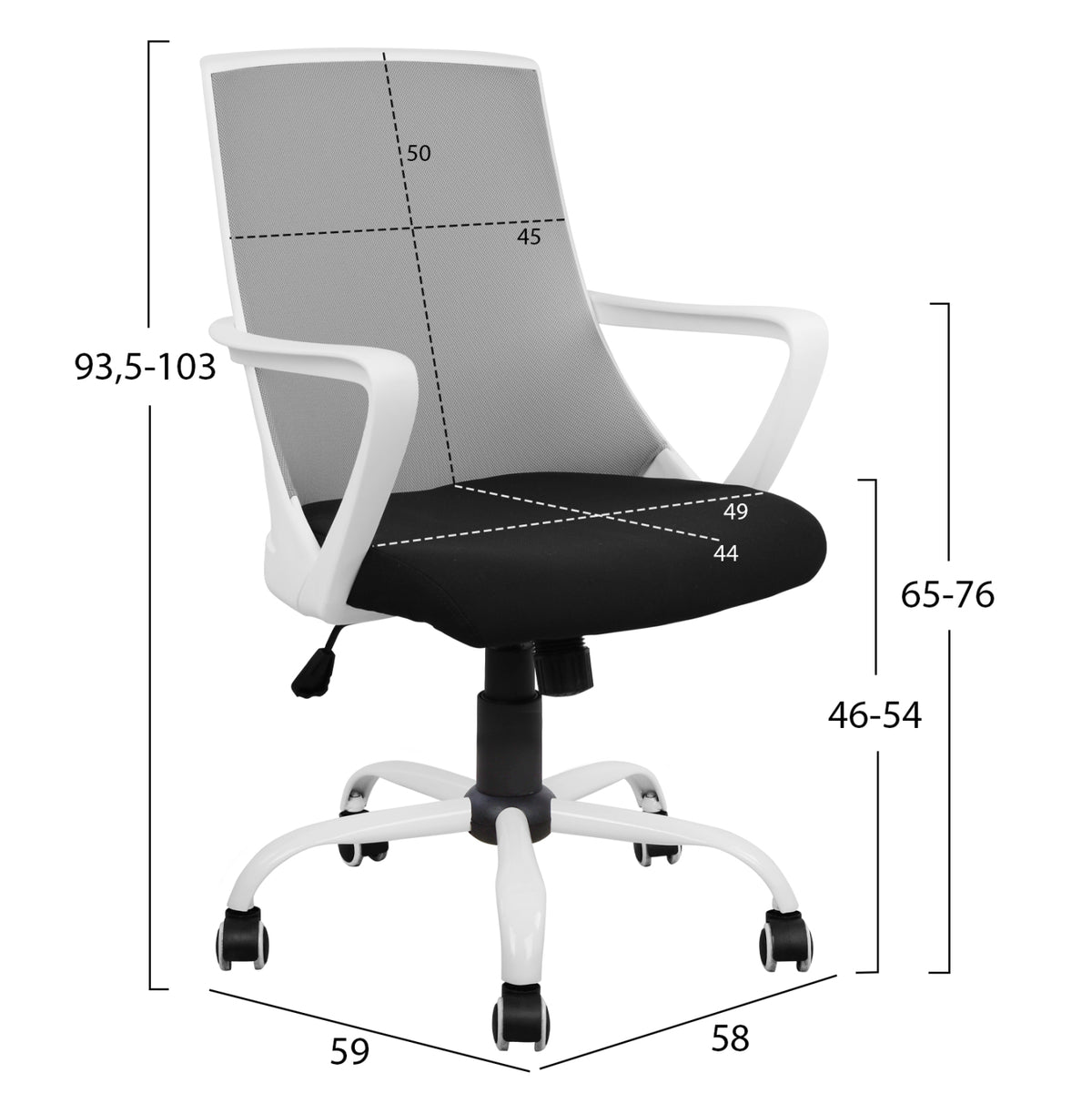 ΚΑΡΕΚΛΑ ΓΡΑΦΕΙΟΥ MALFOI ΓΚΡΙ MESH & ΠΟΔΙ ΜΕΤΑΛΛΙΚΟ 58x59x103Υεκ