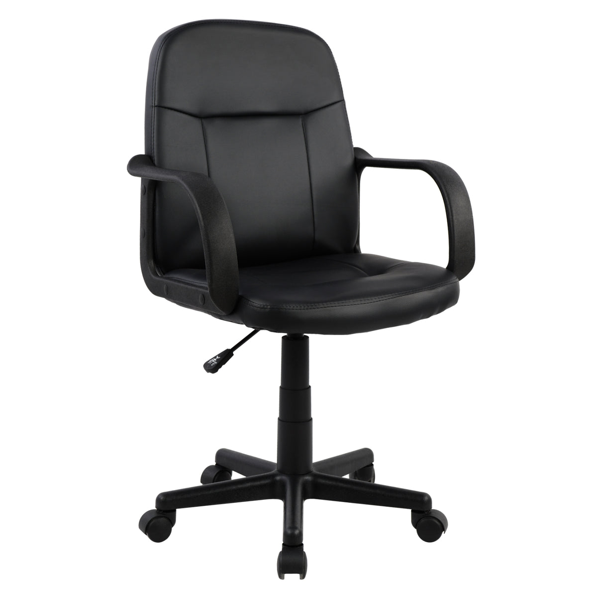 ΚΑΡΕΚΛΑ ΓΡΑΦΕΙΟΥ GRANE ΜΕ ΜΠΡΑΤΣΑ ΜΑΥΡO PU 56,5x50x88-100Υ εκ.