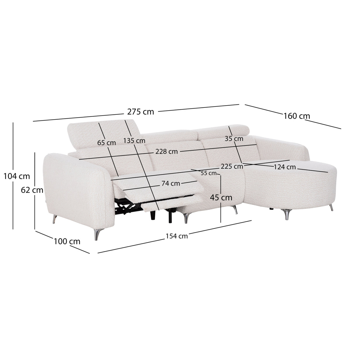 stamatis-center-sc-4f42315b9f-3 ΚΑΝΑΠΕΣ ΔΕΞΙΑ ΓΩΝΙΑ 3Θ ΜΕ RECLINE VALENTE ΜΠΕΖ ΥΦΑΣΜΑ 275x160x104Yεκ