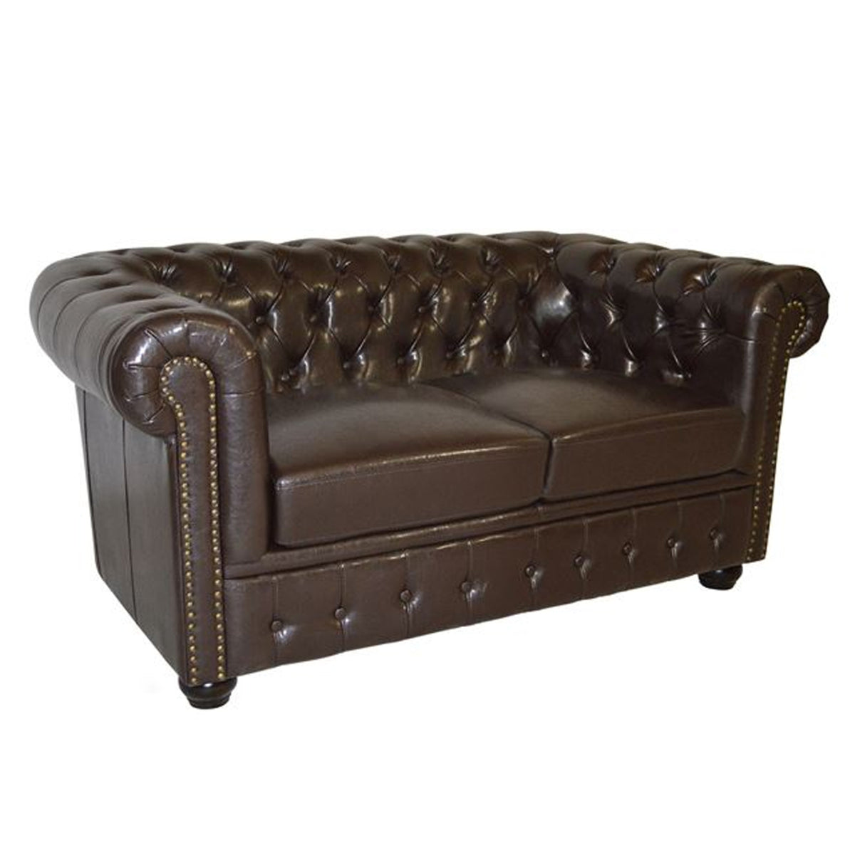 ΚΑΝΑΠΕΣ 2ΘΕΣΙΟΣ T.CHESTERFIELD ΤΕΧΝΟΔΕΡΜΑ ΣΚΟΥΡΟ ΚΑΦΕ 155x90x73 εκ.