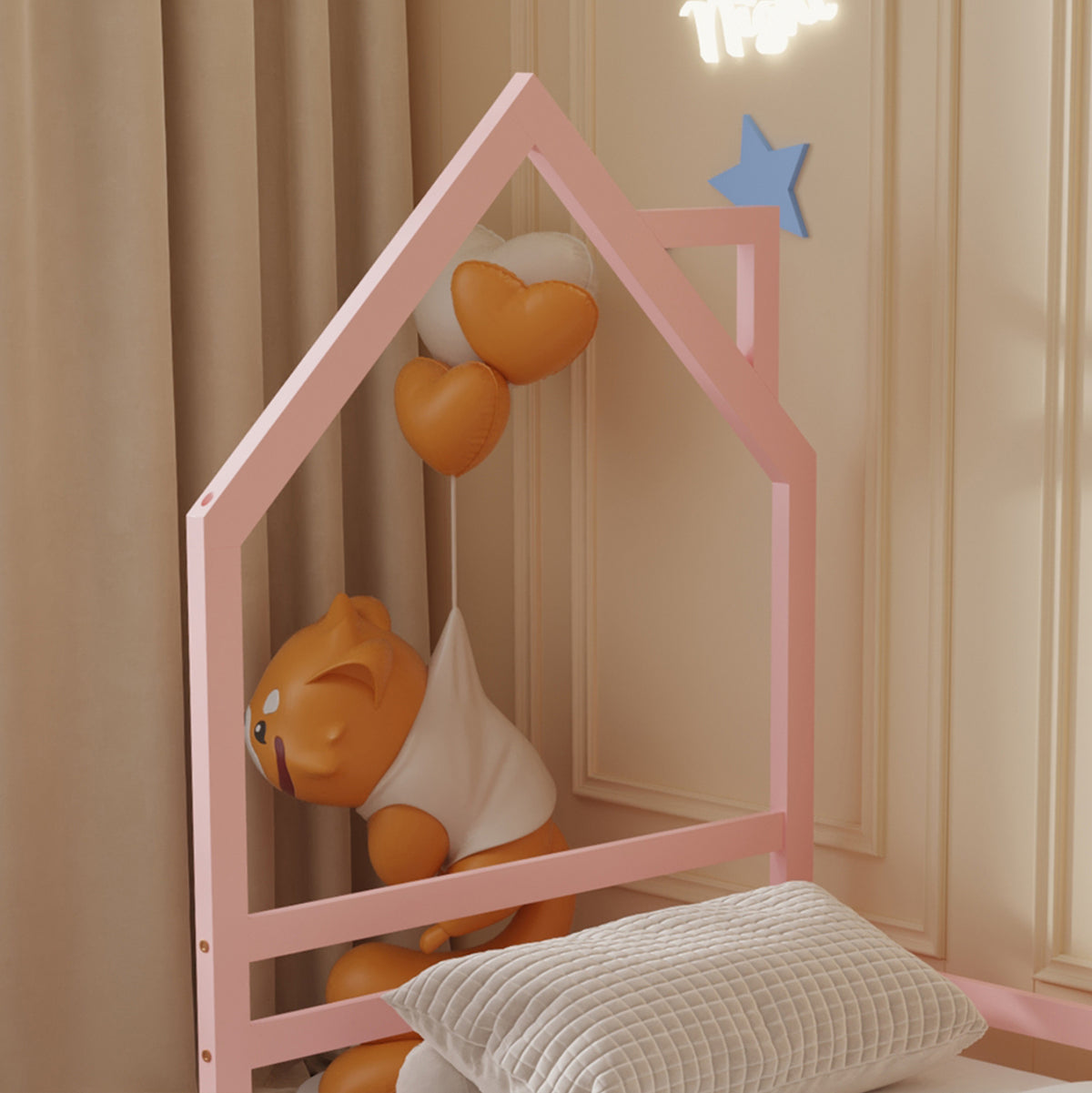 ΚΡΕΒΑΤΙ ΠΑΙΔΙΚΟ HOUSER τ.MONTESSORI ΞΥΛΟ ΠΕΥΚΟ ΡΟΖ- 190x90εκ