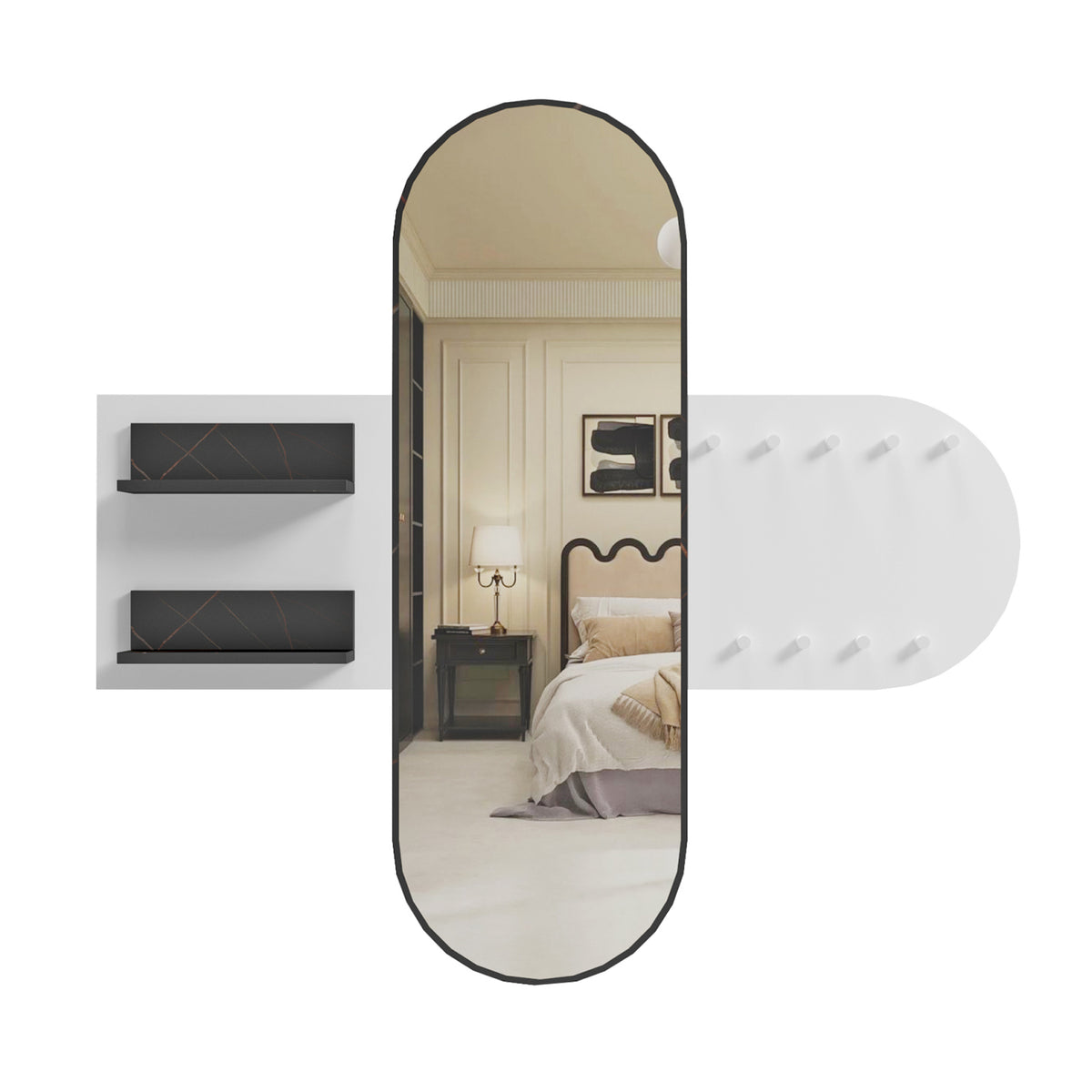stamatis-center-sc-8ec520c553-1 ΕΠΙΠΛΟ ΕΙΣΟΔΟΥ ΜΕ ΚΑΘΡΕΦΤΗ CHERYL ΛΕΥΚΗ ΜΕΛΑΜΙΝΗ-ΜΑΥΡΟ ΜΑΡΜΑΡΟ 125x40x120Yεκ.