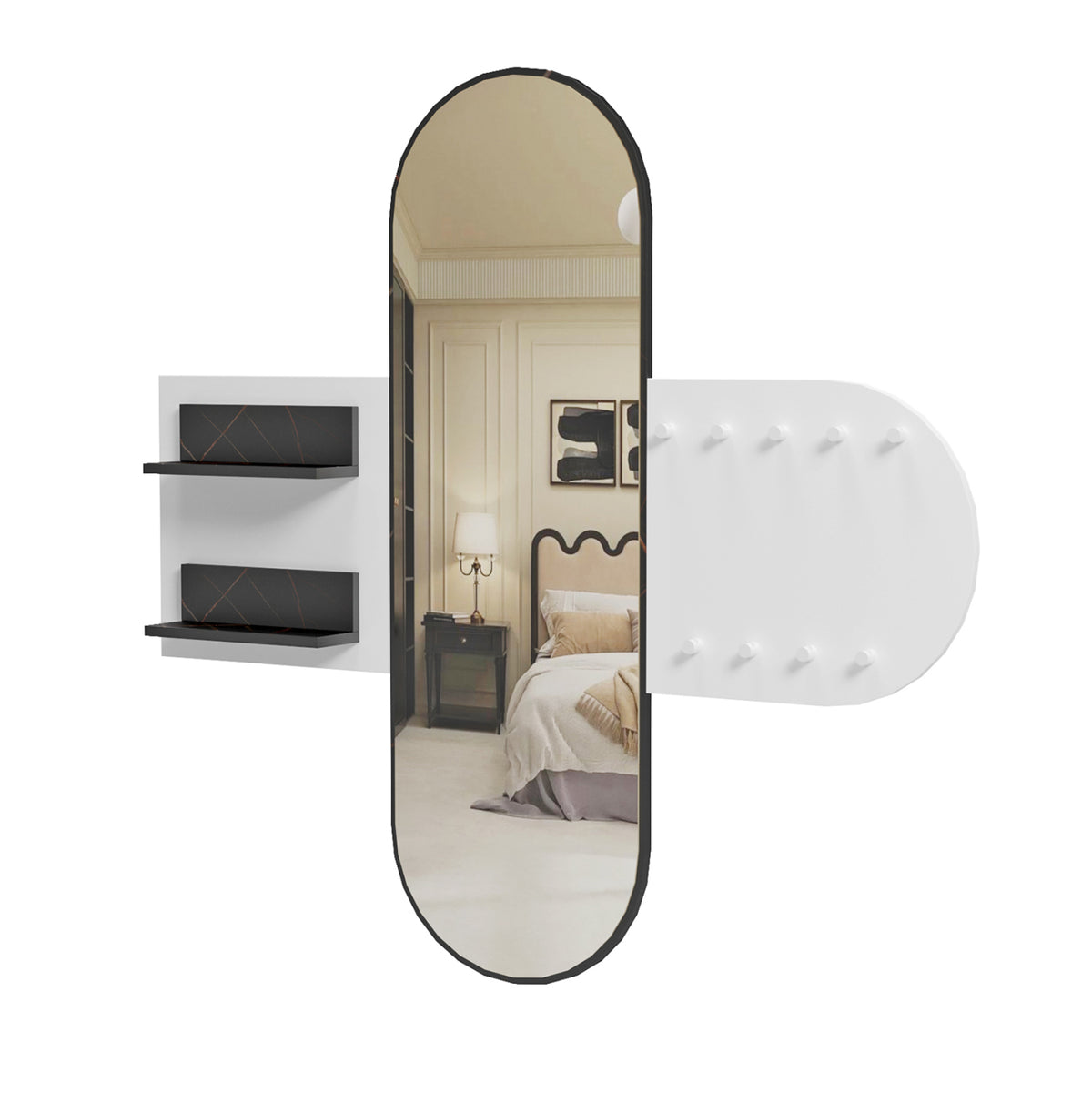 stamatis-center-sc-8ec520c553-3 ΕΠΙΠΛΟ ΕΙΣΟΔΟΥ ΜΕ ΚΑΘΡΕΦΤΗ CHERYL ΛΕΥΚΗ ΜΕΛΑΜΙΝΗ-ΜΑΥΡΟ ΜΑΡΜΑΡΟ 125x40x120Yεκ.