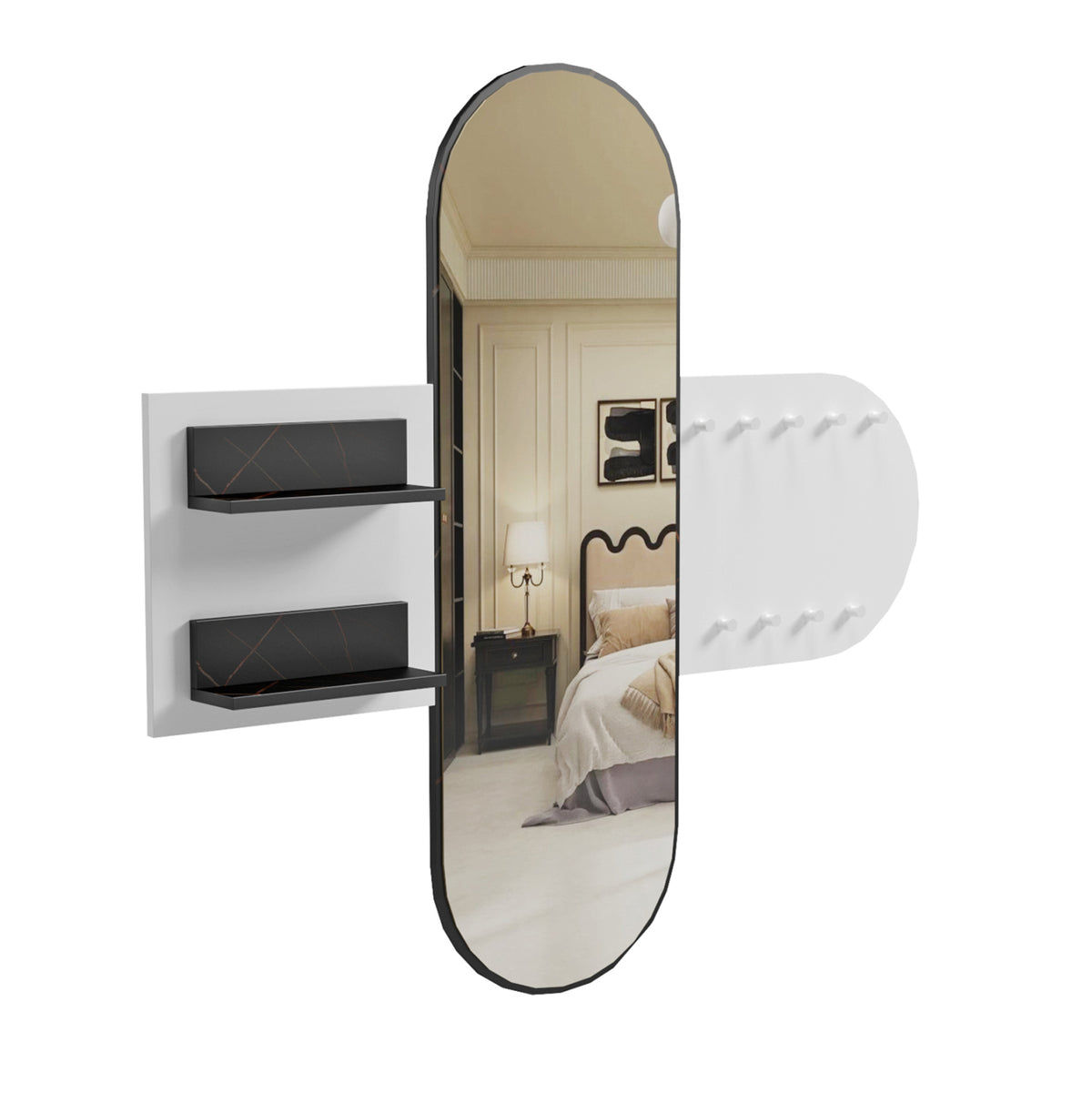 stamatis-center-sc-8ec520c553-4 ΕΠΙΠΛΟ ΕΙΣΟΔΟΥ ΜΕ ΚΑΘΡΕΦΤΗ CHERYL ΛΕΥΚΗ ΜΕΛΑΜΙΝΗ-ΜΑΥΡΟ ΜΑΡΜΑΡΟ 125x40x120Yεκ.