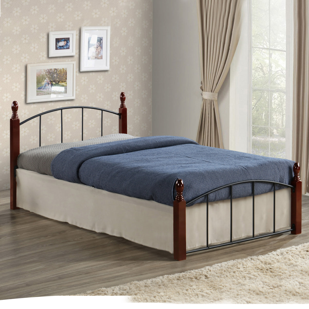 ΚΡΕΒΑΤΙ MAKAI ΜΕΤΑΛΛΟ RUBBERWOOD ΚΑΡΥΔΙ--ΓΙΑ ΣΤΡΩΜΑ 90X190