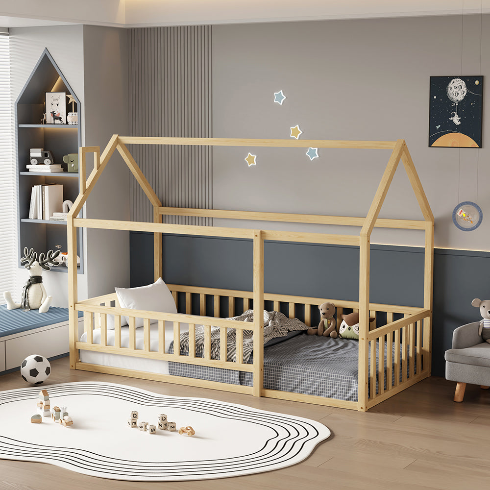 ΚΡΕΒΑΤΙ ΠΑΙΔΙΚΟ ΜΕ ΚΑΓΚΕΛΟ HOUSER τ.MONTESSORI ΞΥΛΟ ΠΕΥΚΟ ΦΥΣΙΚΟ-190x90εκ