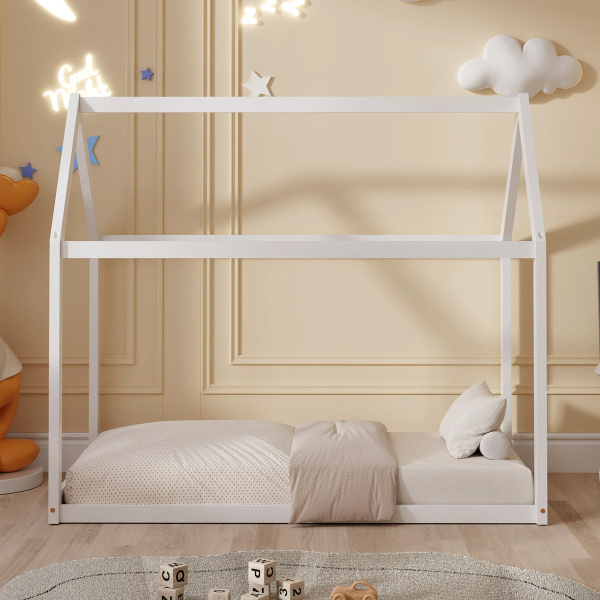 ΚΡΕΒΑΤΙ ΠΑΙΔΙΚΟ PEPE τ.MONTESSORI ΞΥΛΟ ΠΕΥΚΟ ΛΕΥΚΟ- 140x70εκ