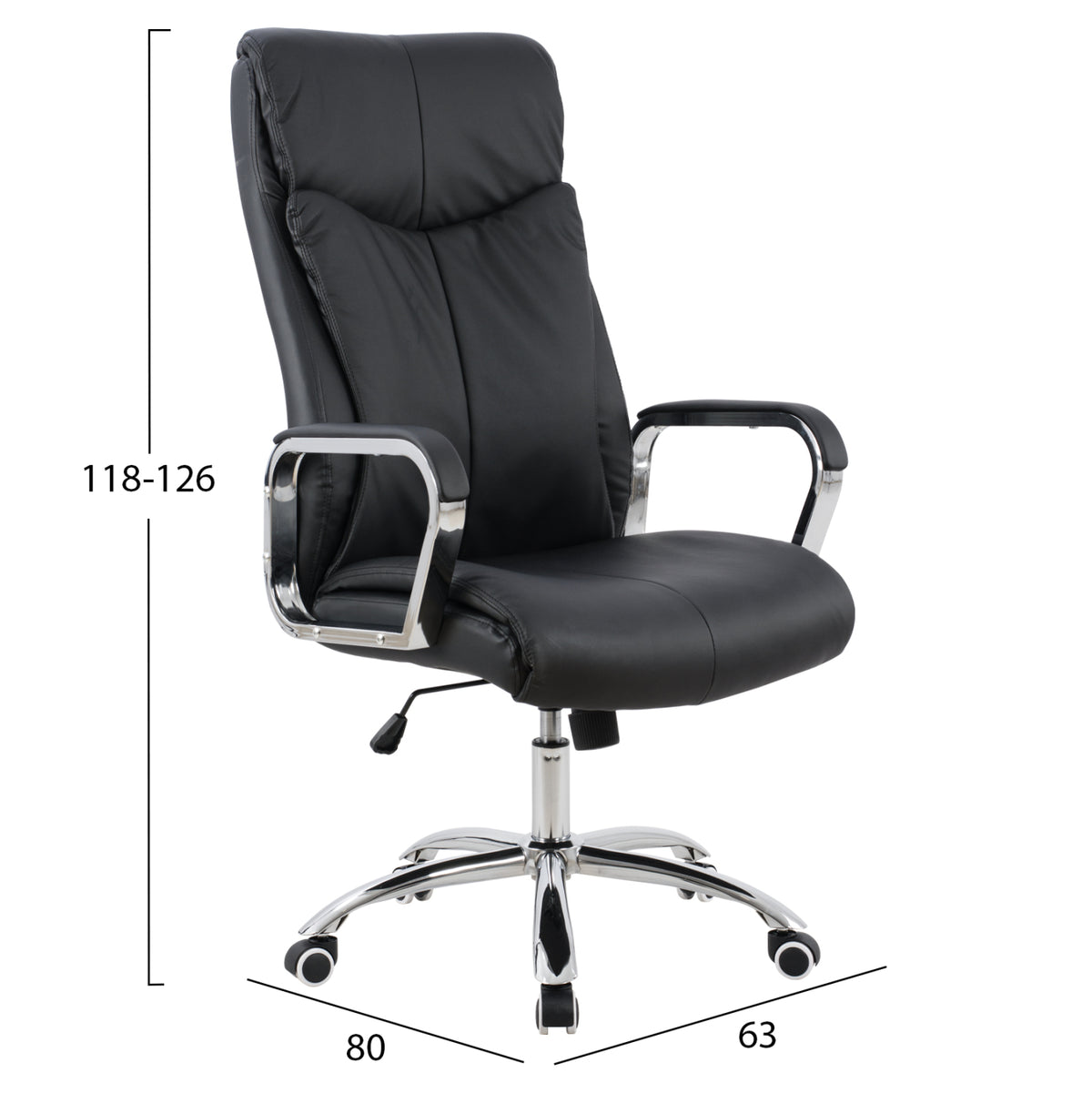 ΚΑΡΕΚΛΑ ΓΡΑΦΕΙΟΥ SHASHI ΜΑΥΡΟ PU 63x80x118-126Υ
